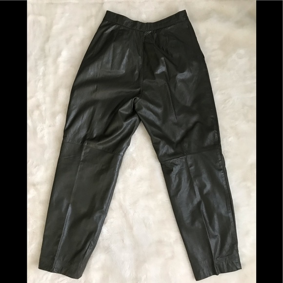 Vintage Green Genuine Leather Comint Pants - Picture 4 of 13